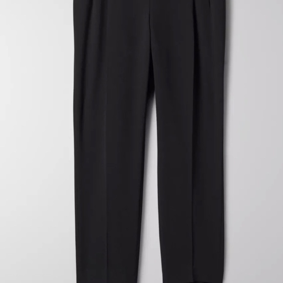 ARITZIA Babaton Cohen Cropped Mid-Rise Pleated Trouser Pants, Black, Size 4 - Picture 4 of 16